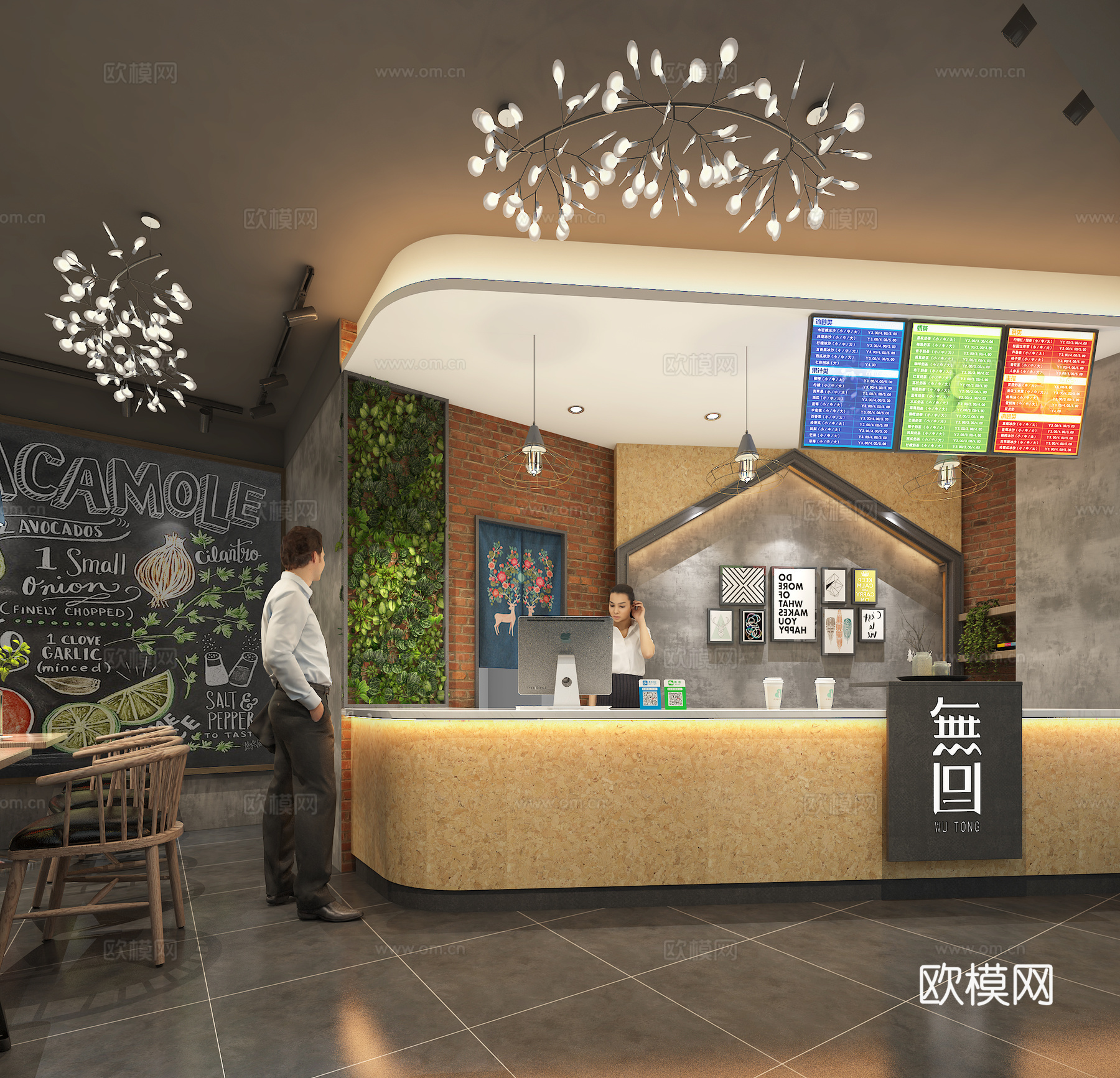 工业风奶茶店3d模型