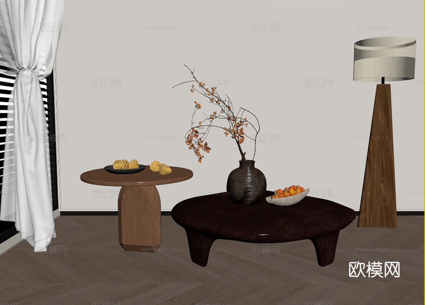 侘寂茶几 中古茶几su模型
