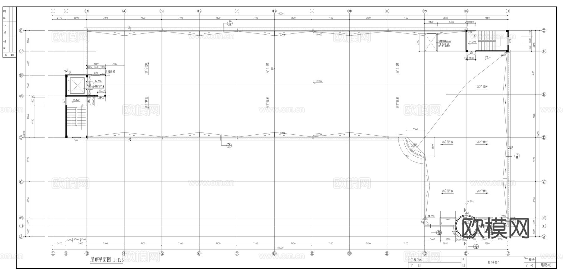 大厂房建筑施工图cad施工图