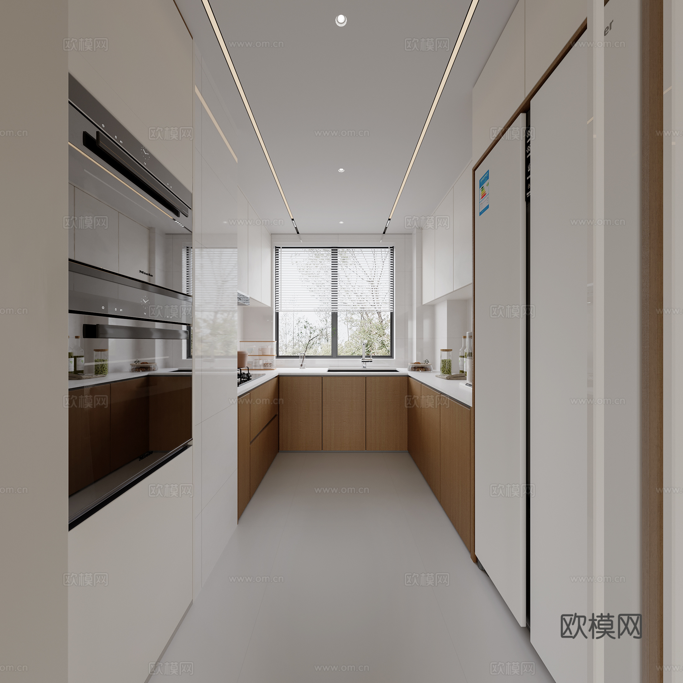 现代原木风厨房3d模型