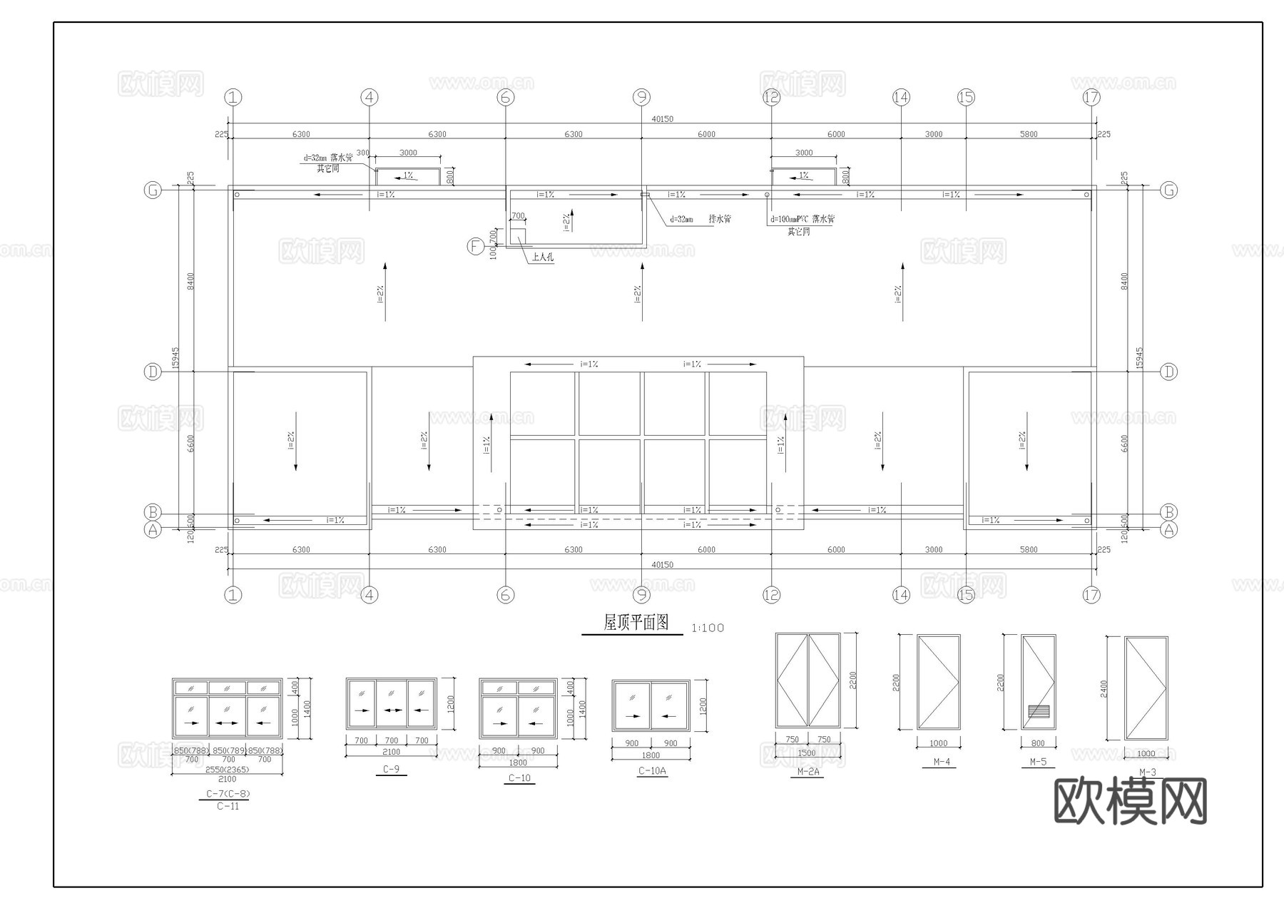 工厂综合楼施工图cad施工图