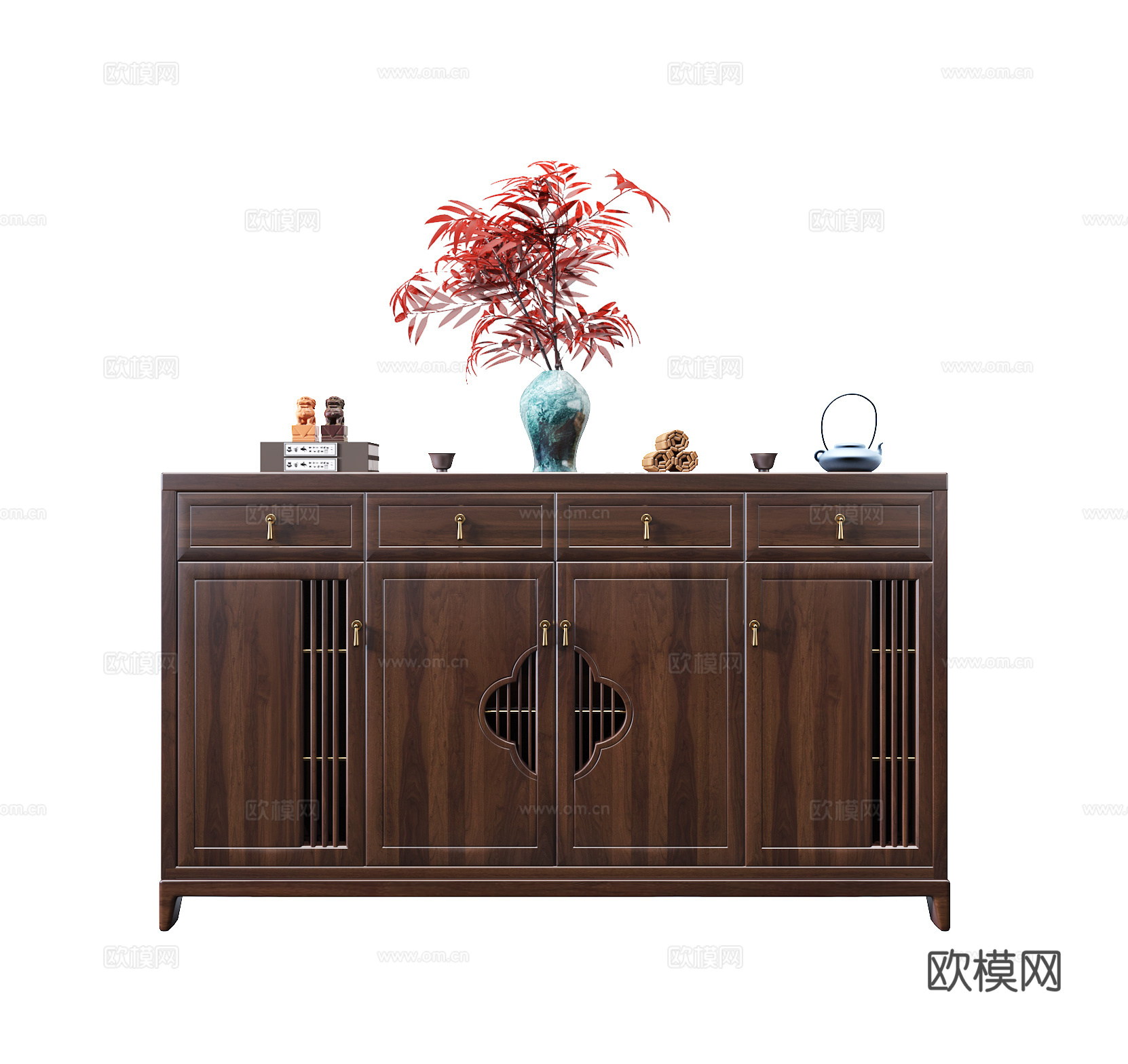 新中式餐边柜 中式边柜 中式端景柜  中式装饰柜 中式玄关柜3d模型