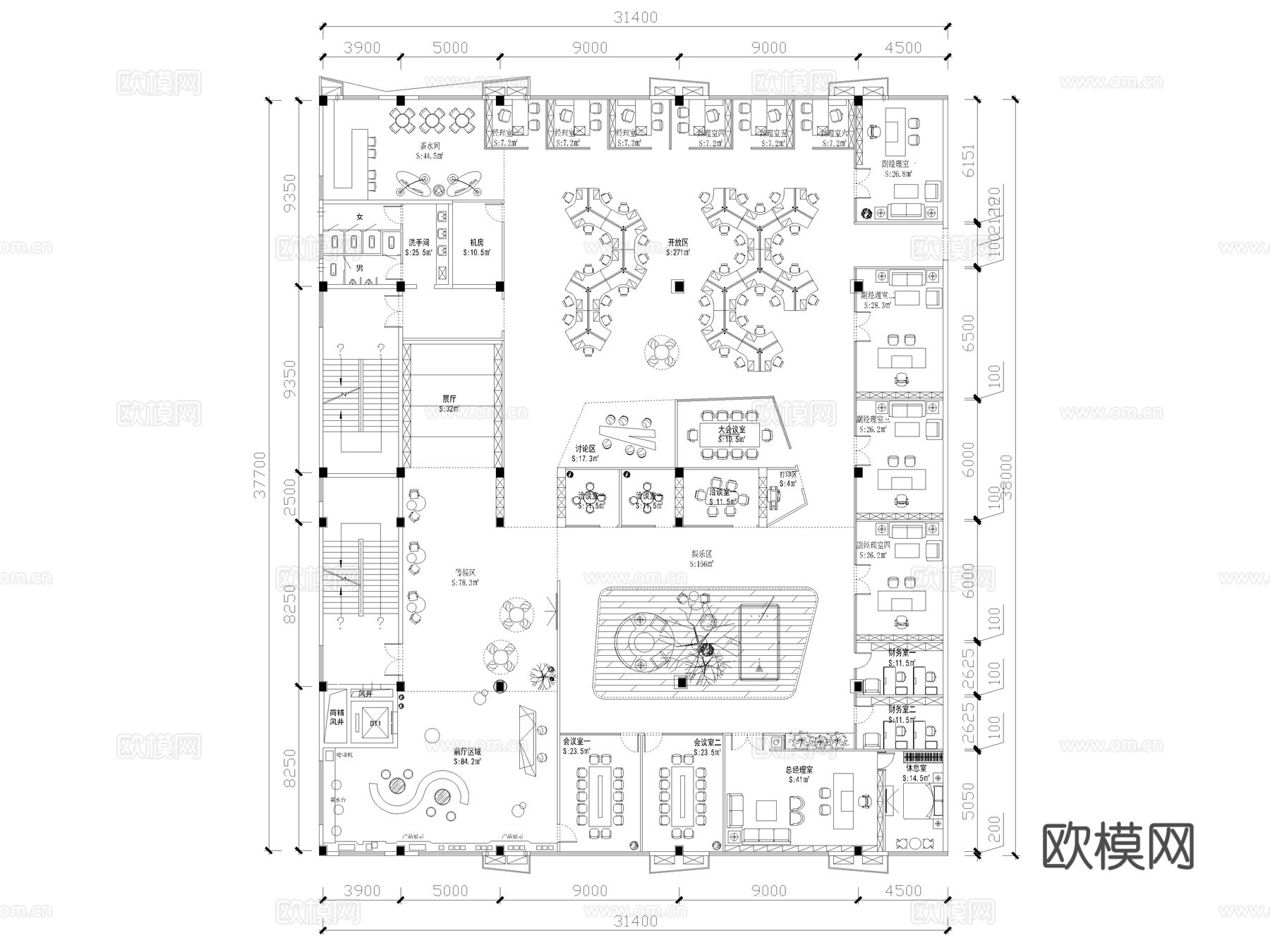 60套办公空间办公室公司公共办公区CAD平面图cad施工图