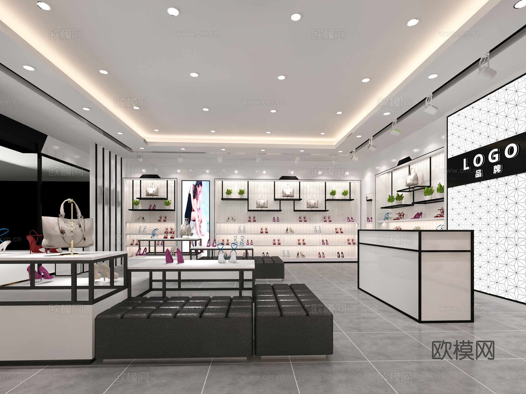 现代鞋店 女鞋店3d模型