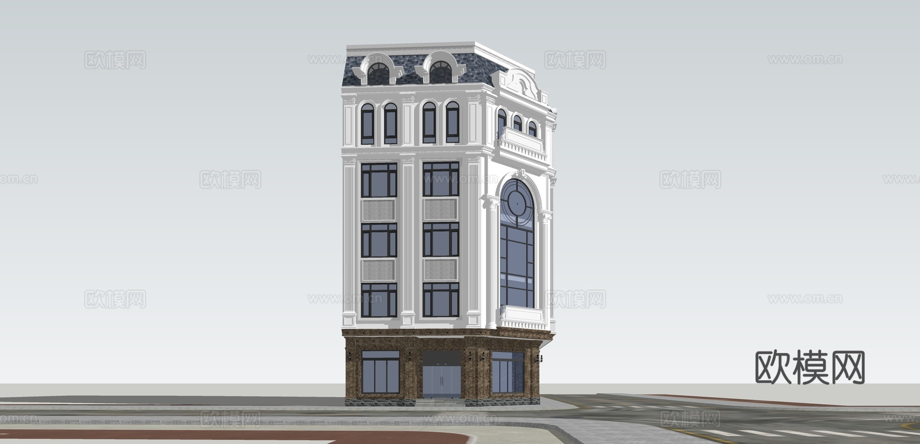 欧式建筑街景 建筑外观su模型