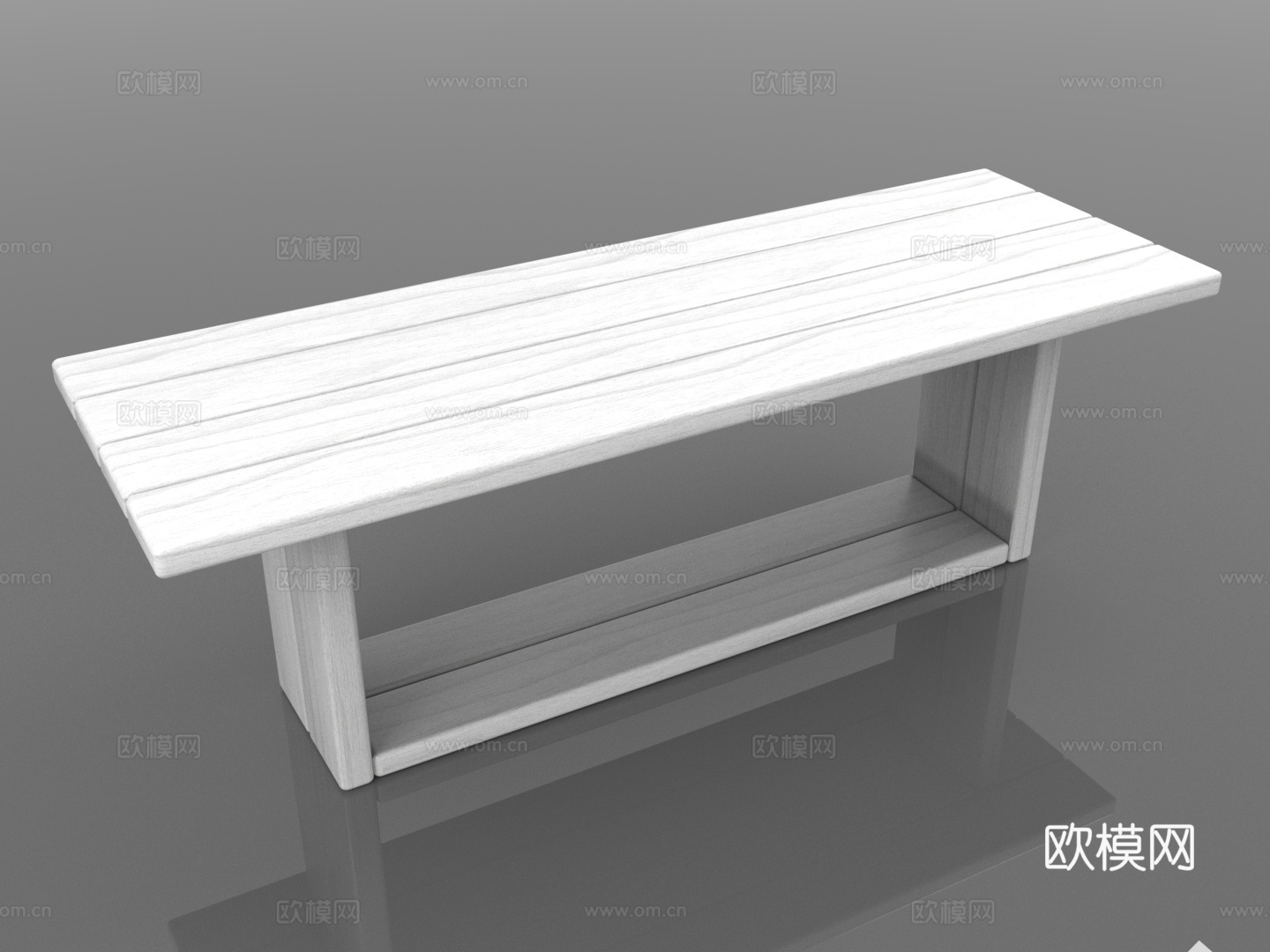 长桌 实木桌 简约桌 置物架3d模型