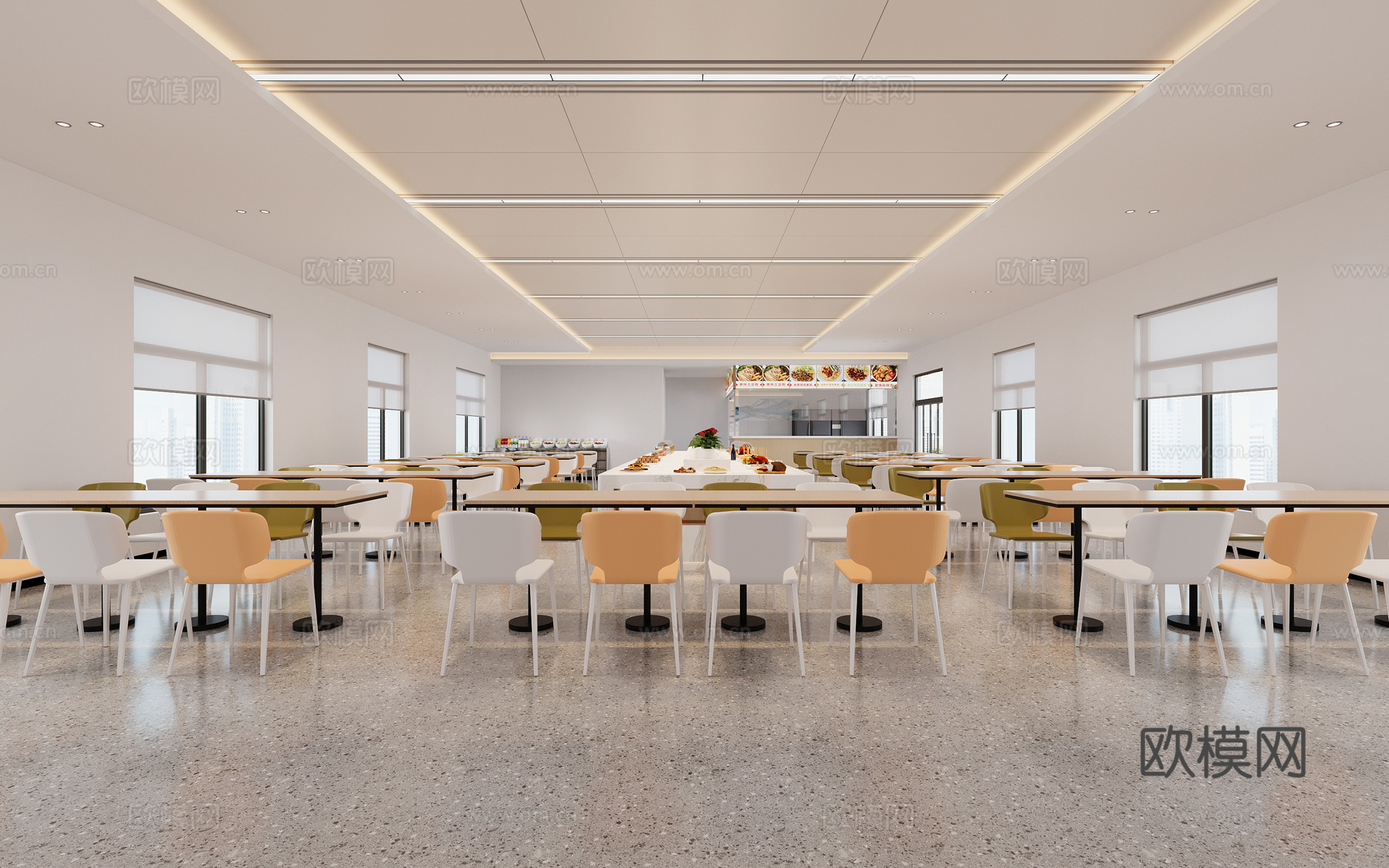 现代自助餐厅3d模型