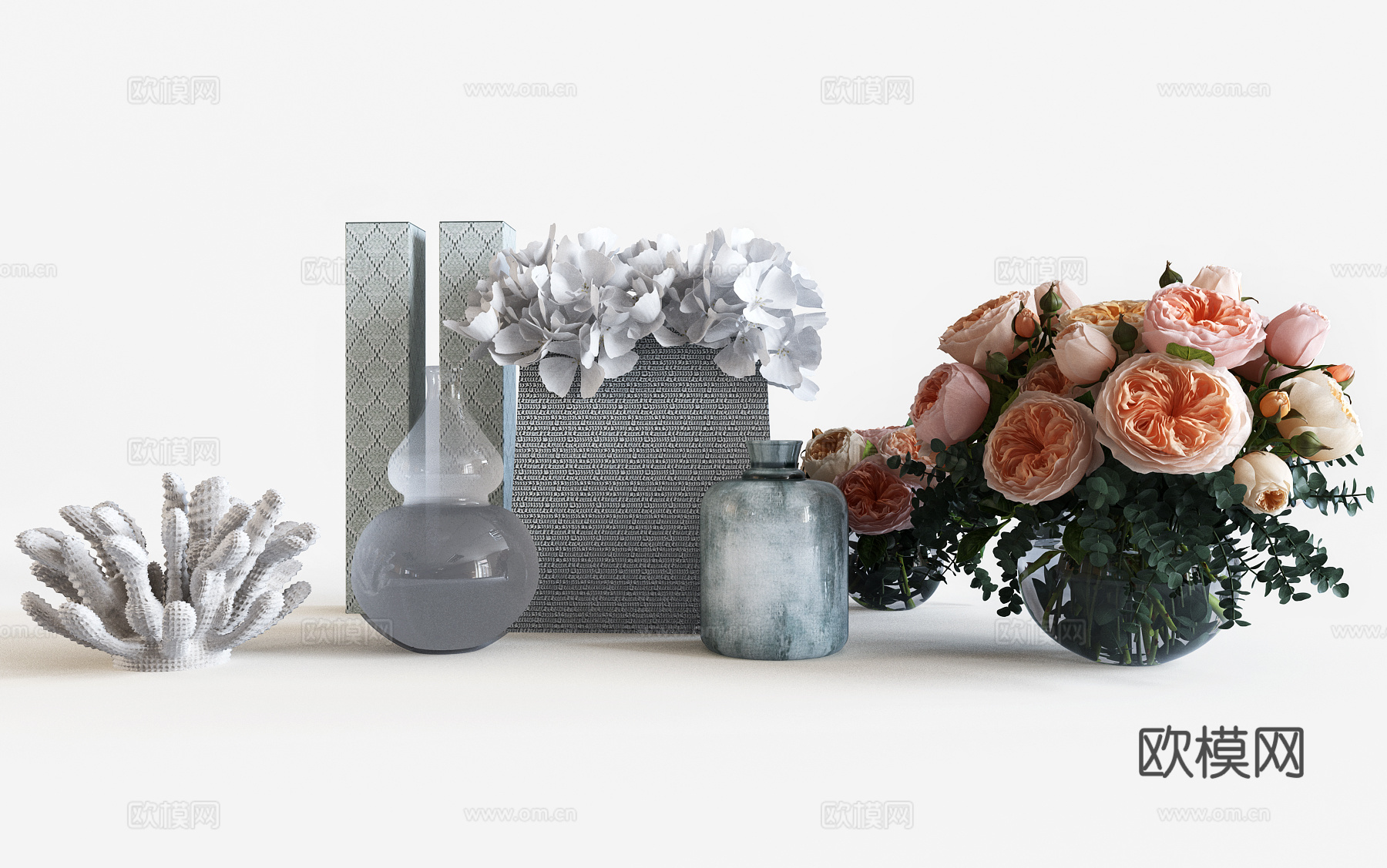 现代花瓶装饰品摆件组合3d模型