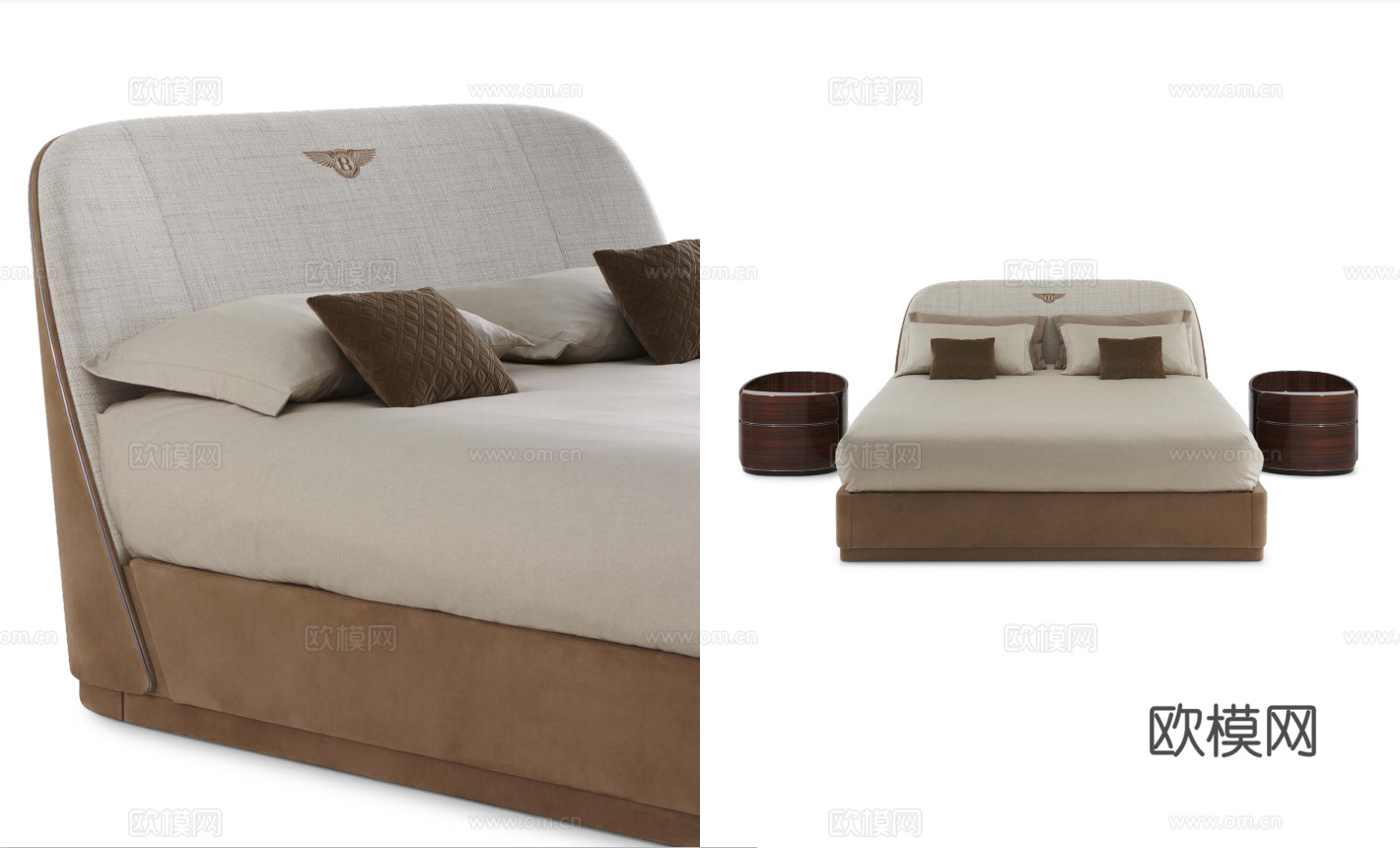 BENTLEY 意式双人床3d模型下载（渲染图2）