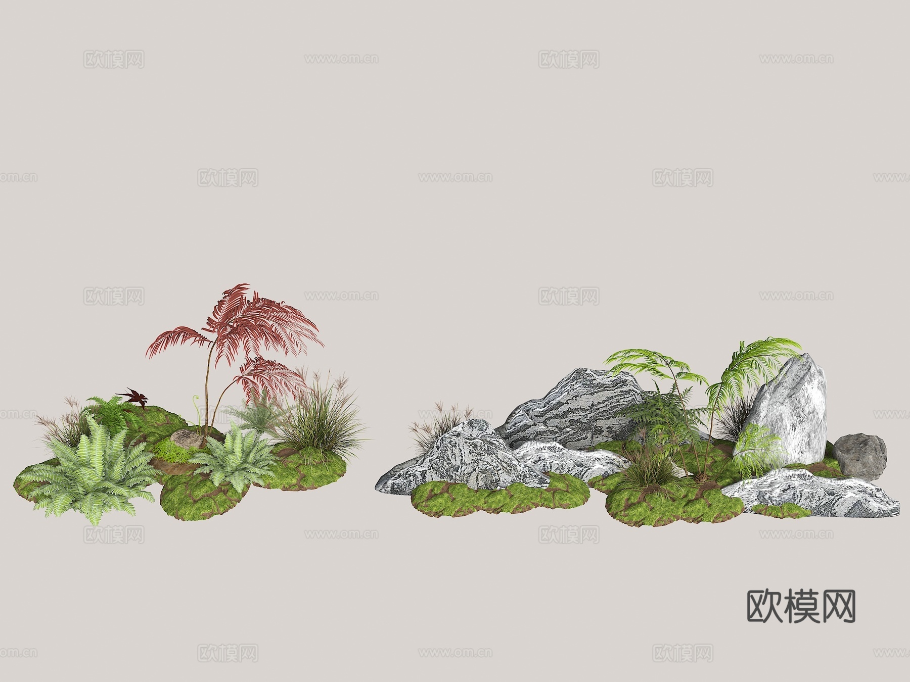 现代微地形 天井景观 庭院景观 庭院绿岛 室内庭院景观 花园3d模型