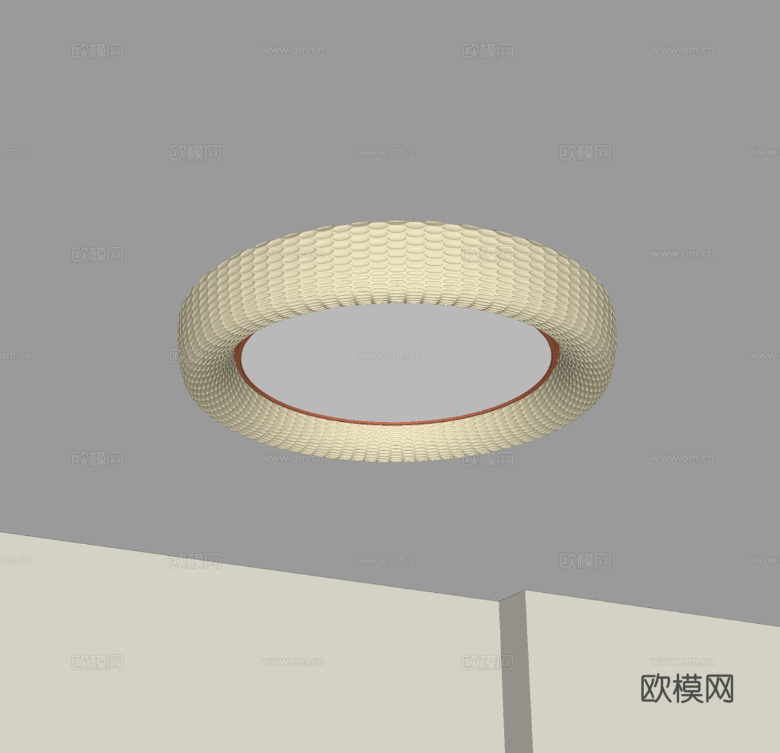 现代奶油吸顶灯su模型
