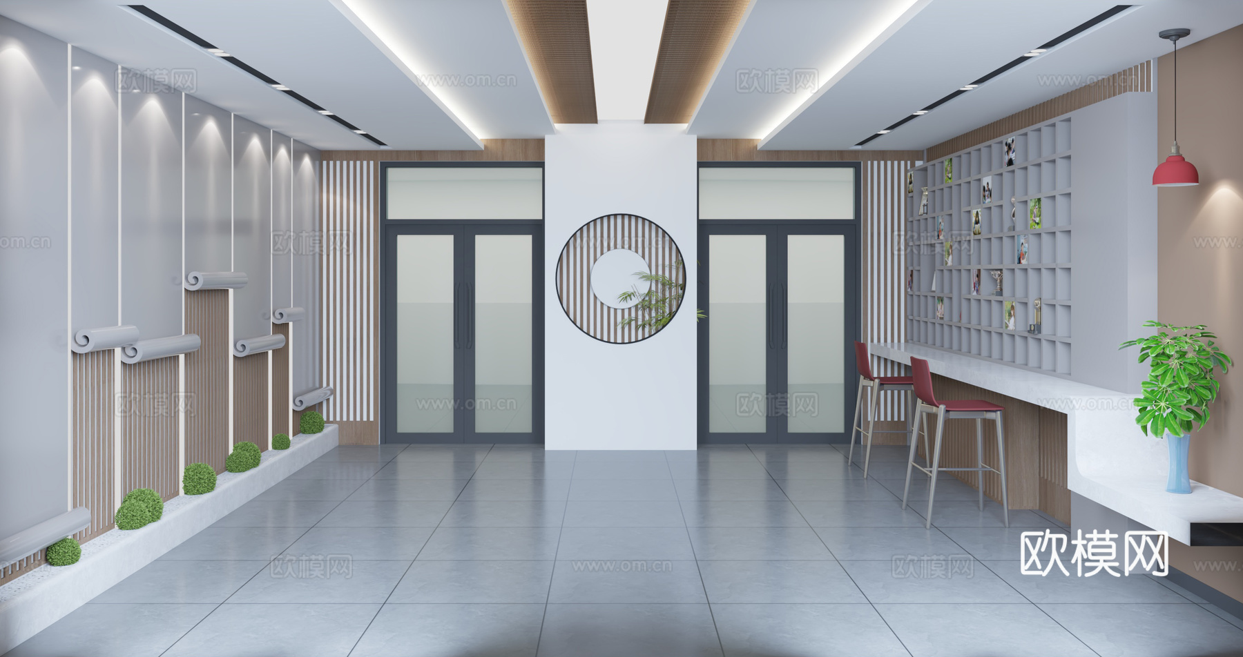 学校 大厅 中式 简约3d模型