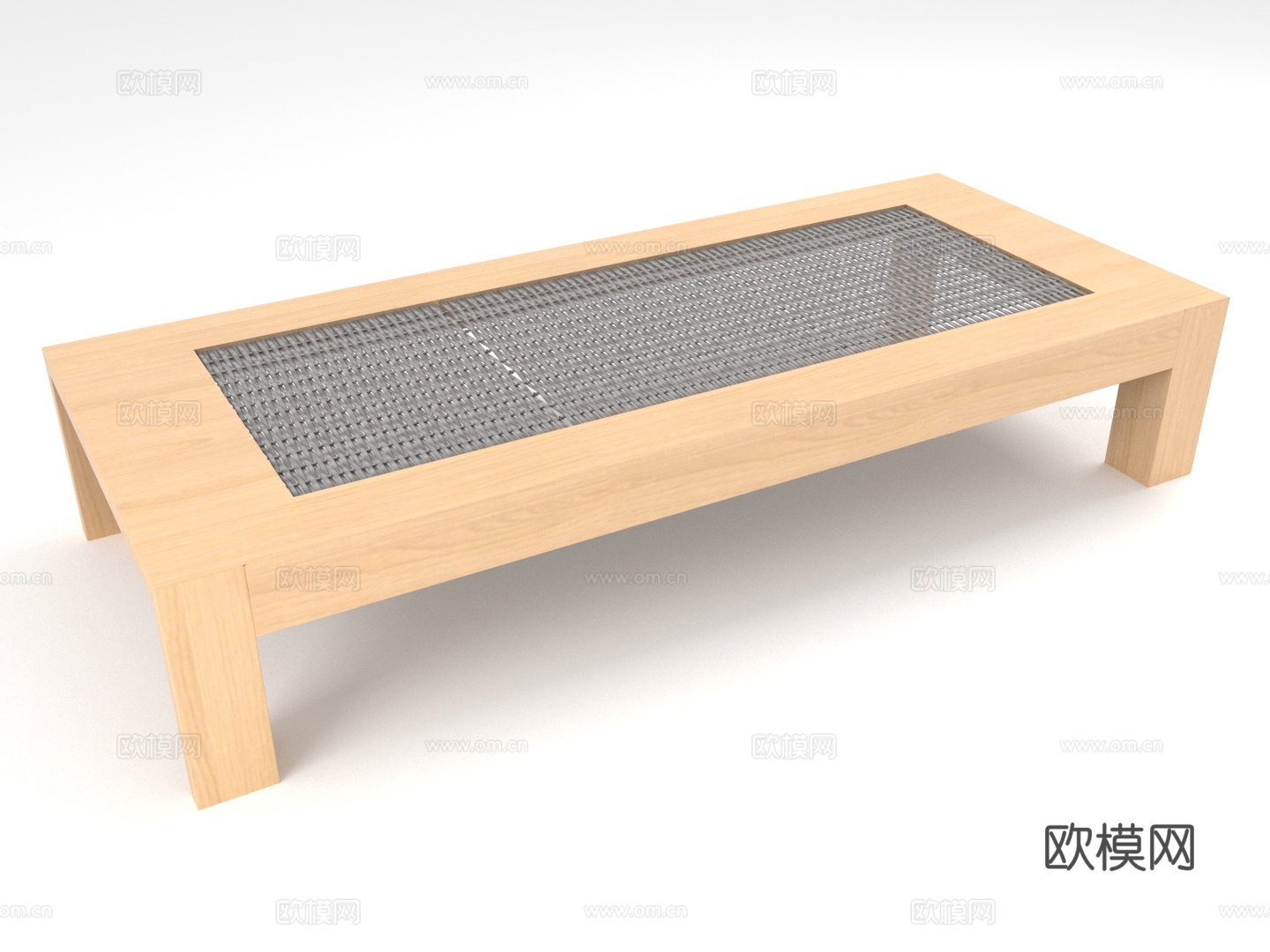 茶几 长方形茶几 实木茶几 编织面茶几3d模型