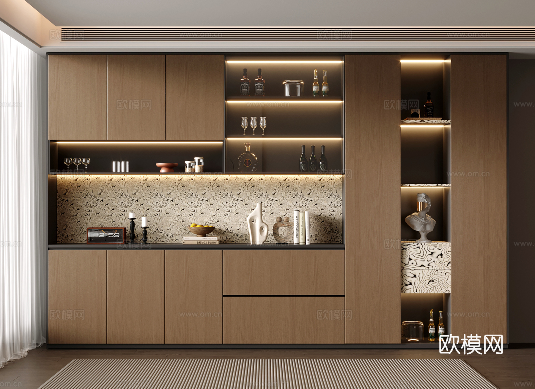 意式酒柜 中古餐边酒柜3d模型下载