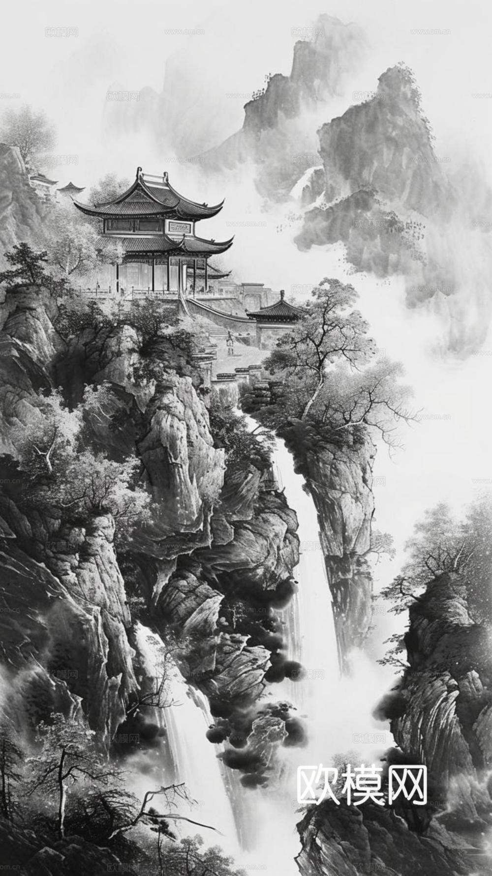 新中式挂画 水墨字画 古画 中式画