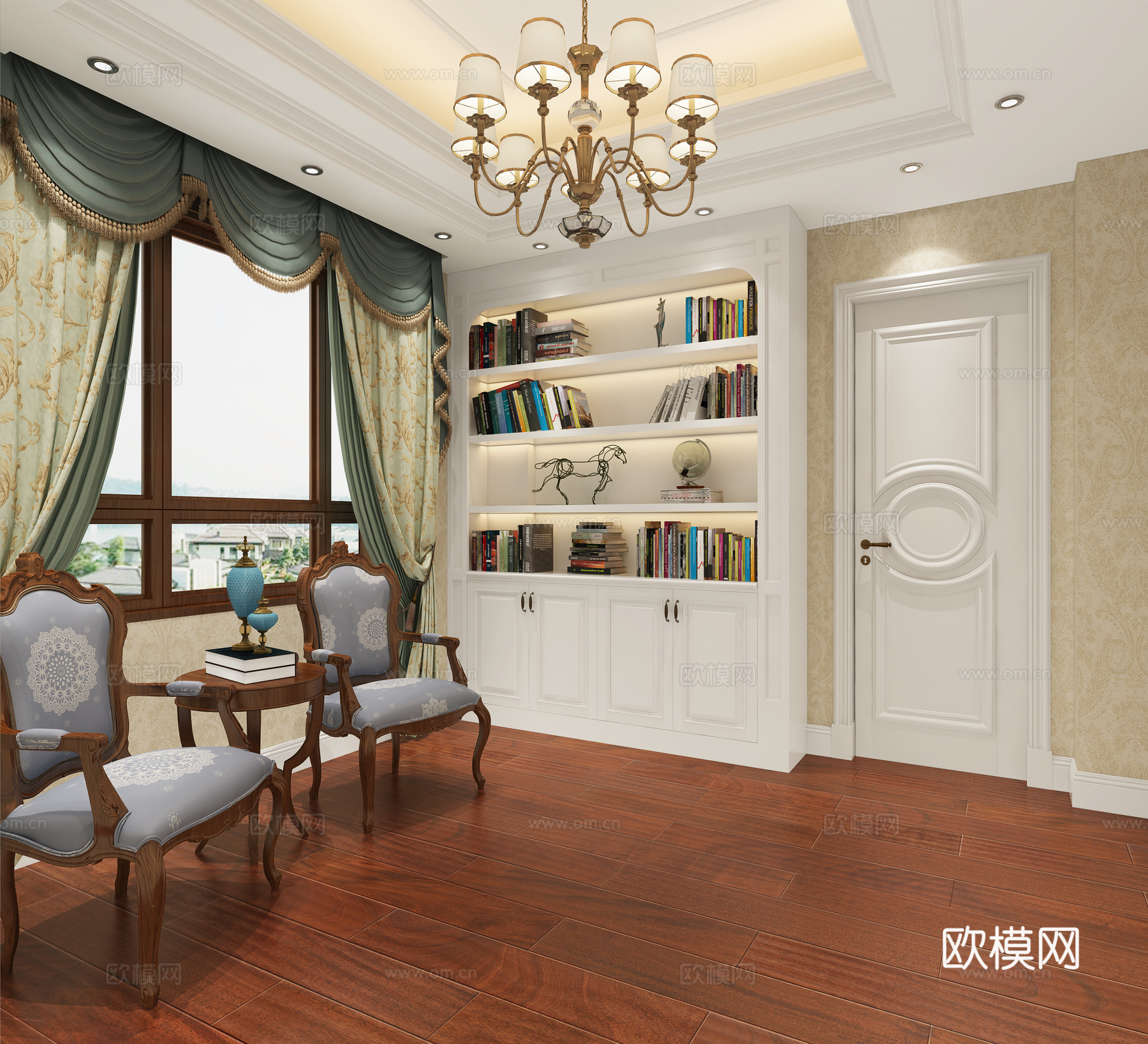 简欧主卧书房3d模型