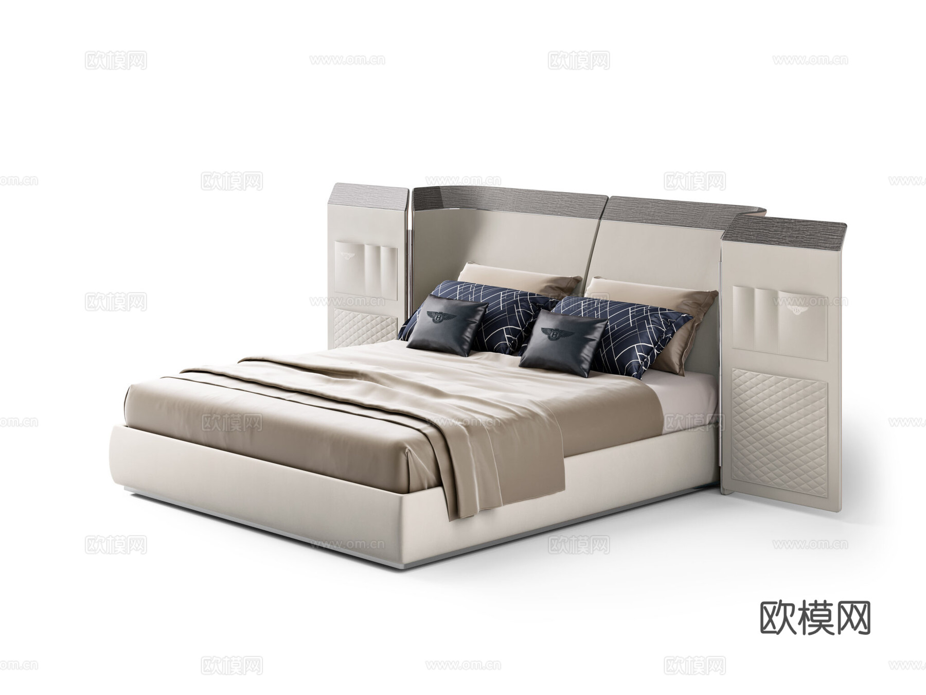 BENTLEY 意式双人床3d模型下载（渲染图1）