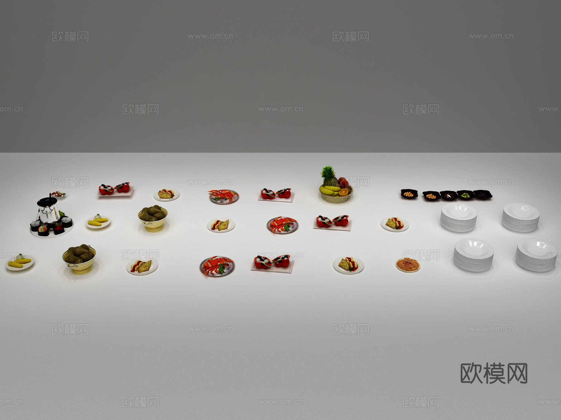 其它菜品烧烤菜饭3d模型