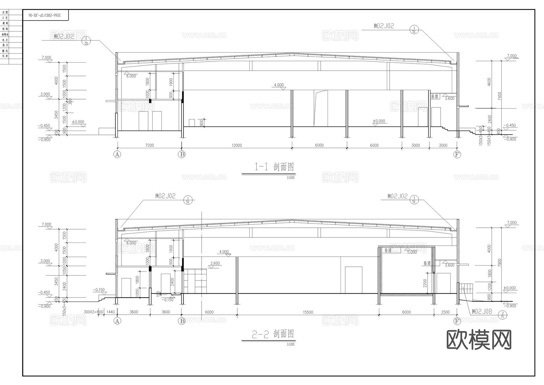 某钢结构厂房建筑图cad施工图