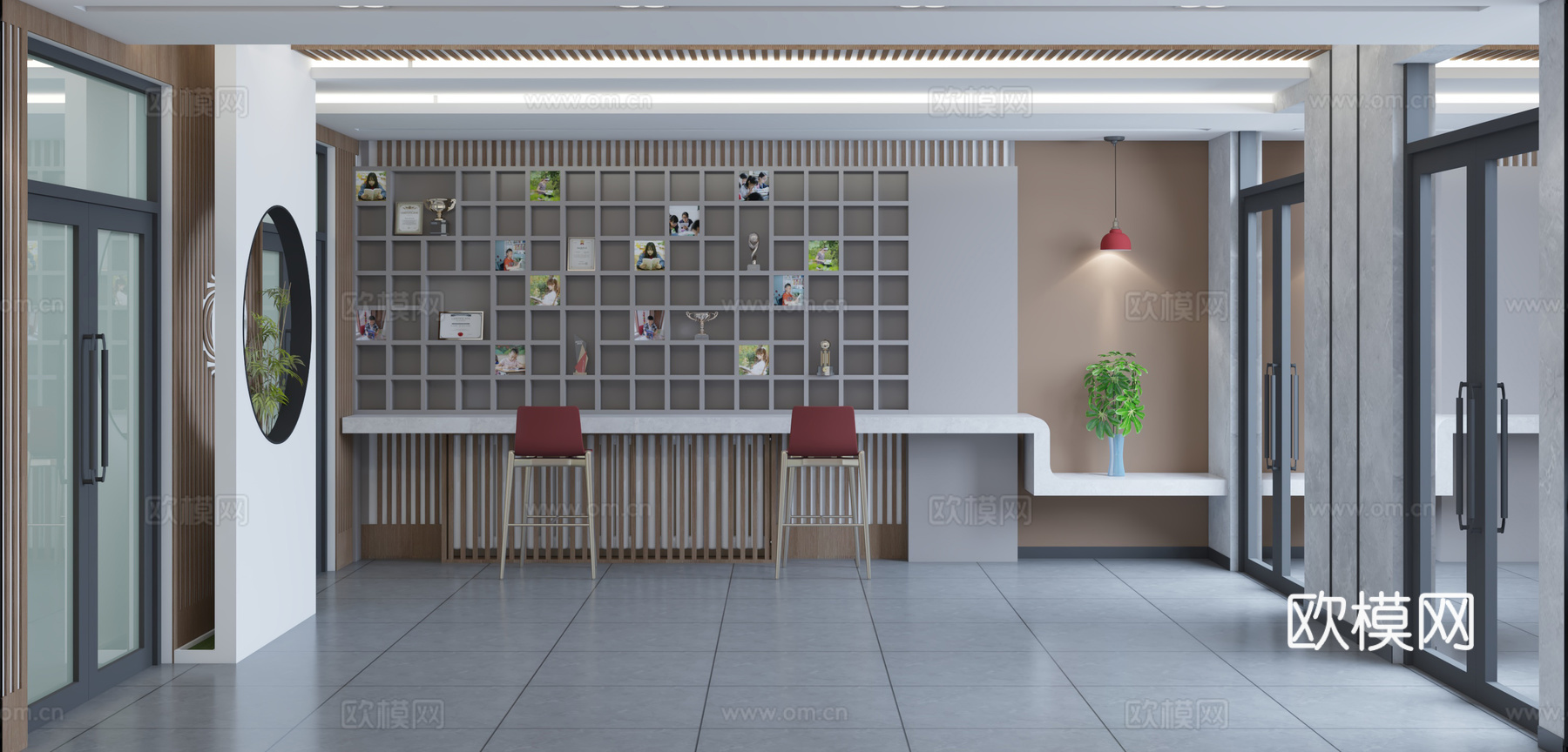 学校 大厅 中式 简约3d模型