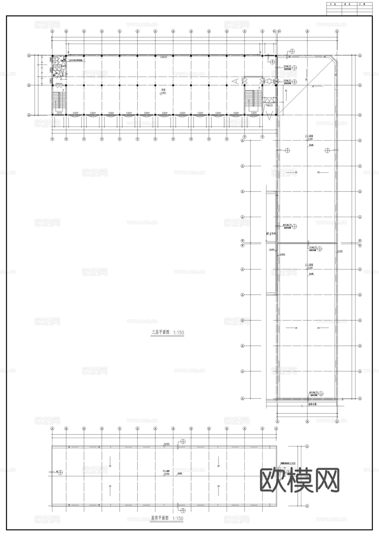 厂房两车间建筑图cad施工图cad施工图