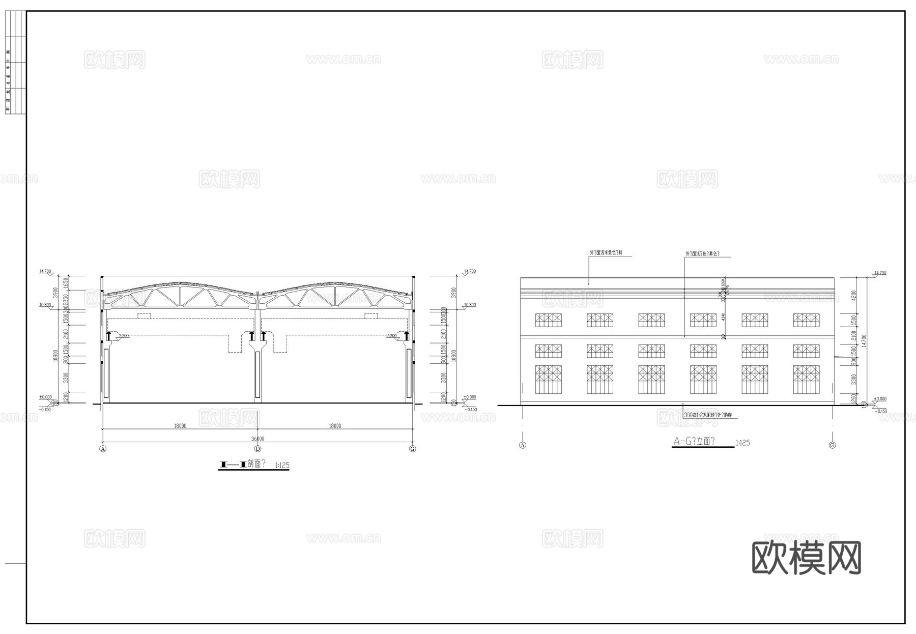 某工厂建筑施工图cad施工图