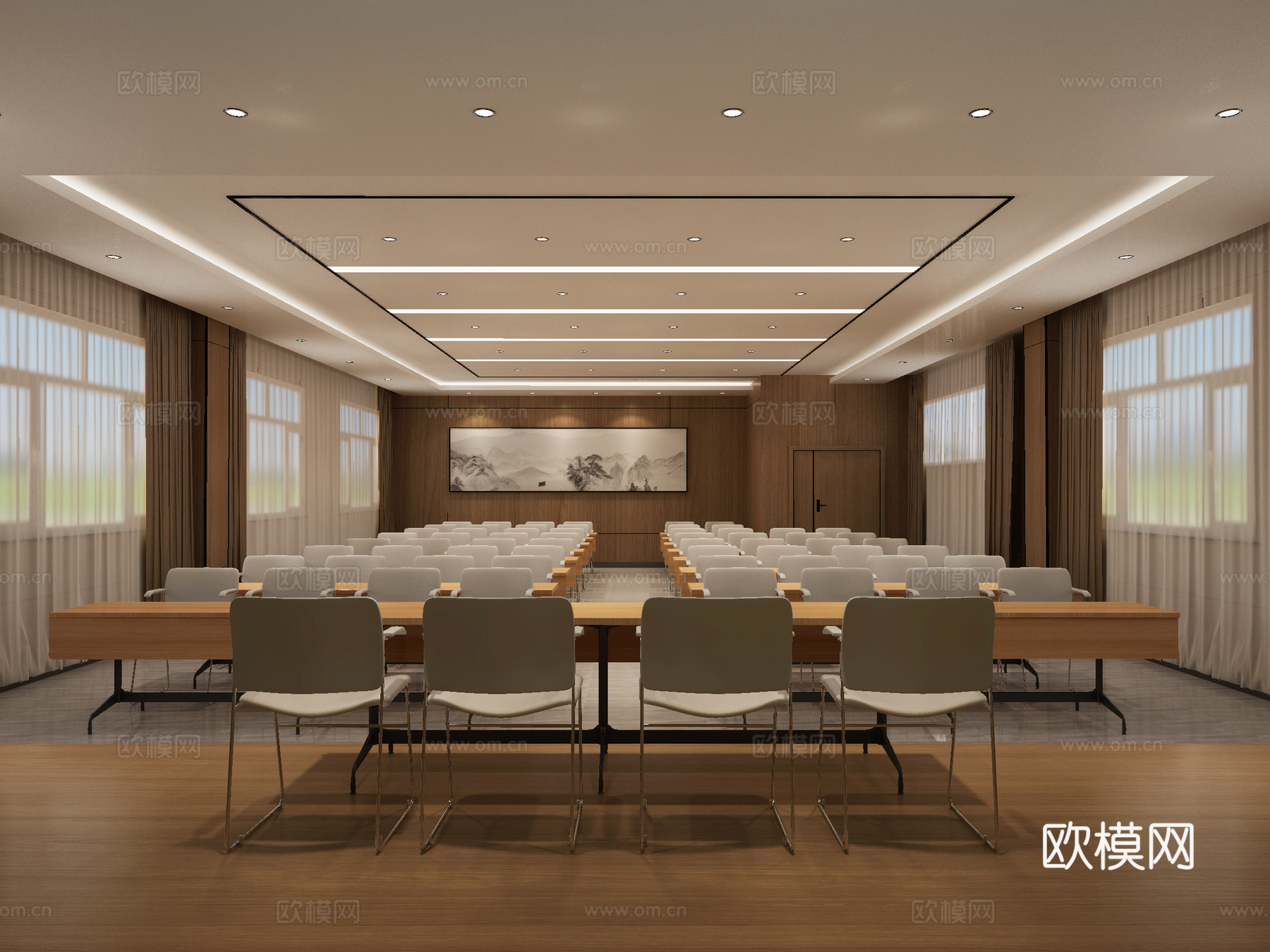 现代会议室3d模型下载（渲染图1）