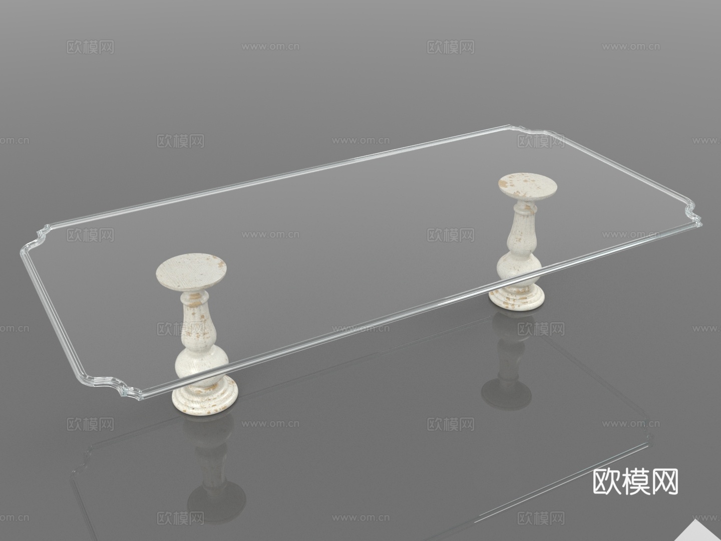 茶几 玻璃桌 实木腿 简约风格 客厅家具3d模型