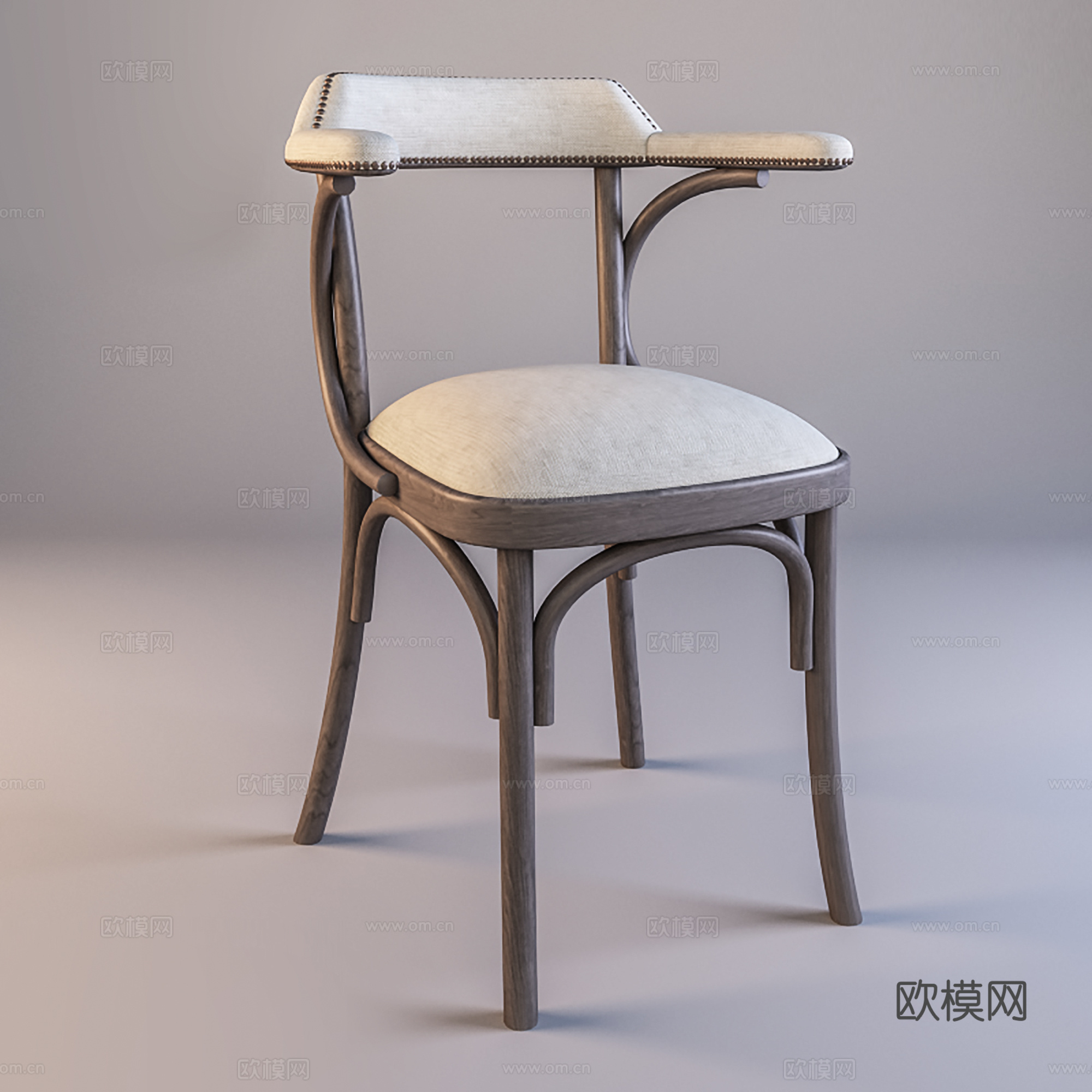 中古风休闲椅 木椅单椅 餐椅书椅su模型