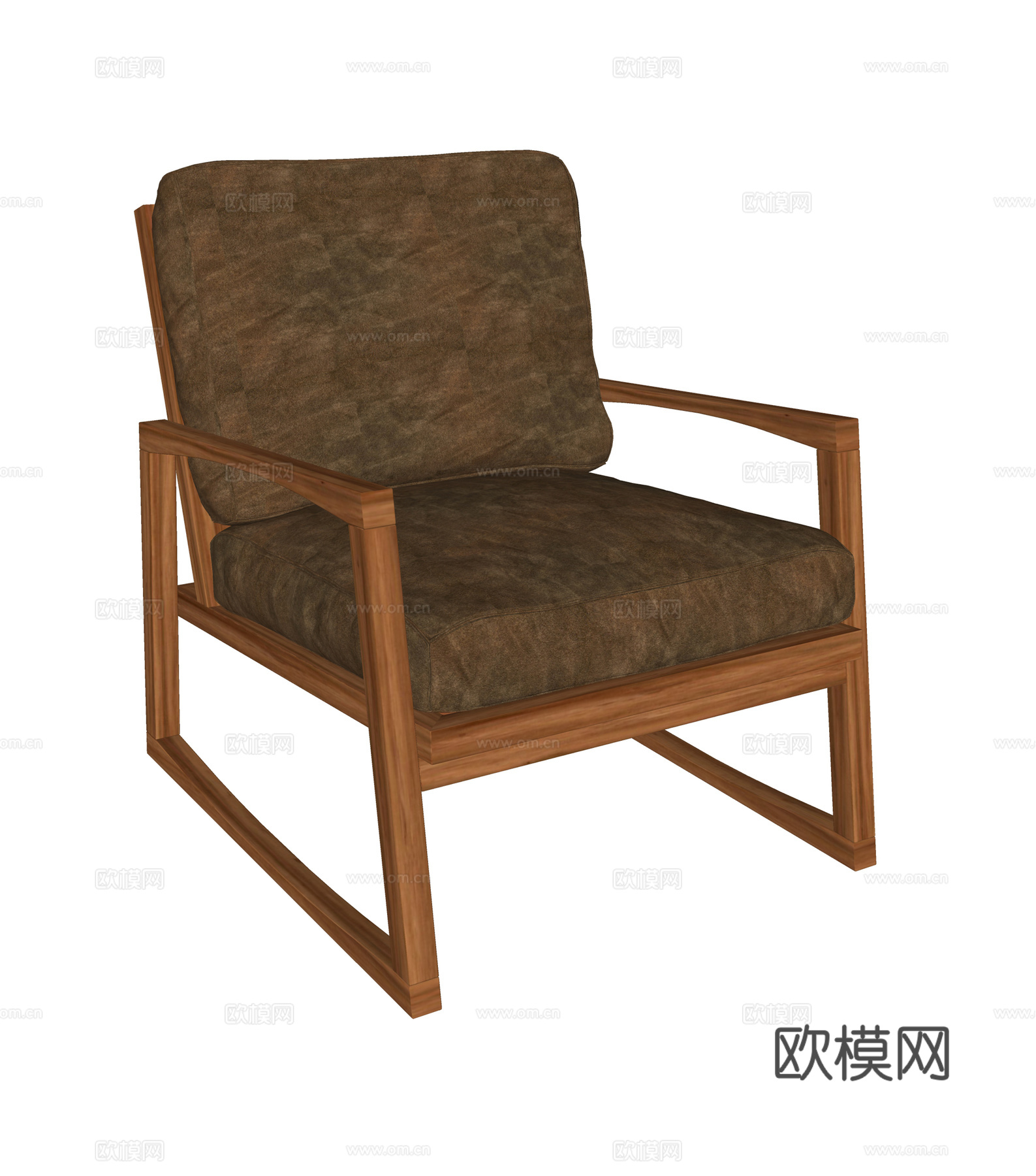 中古风休闲椅  单椅休闲椅 皮椅书椅su模型