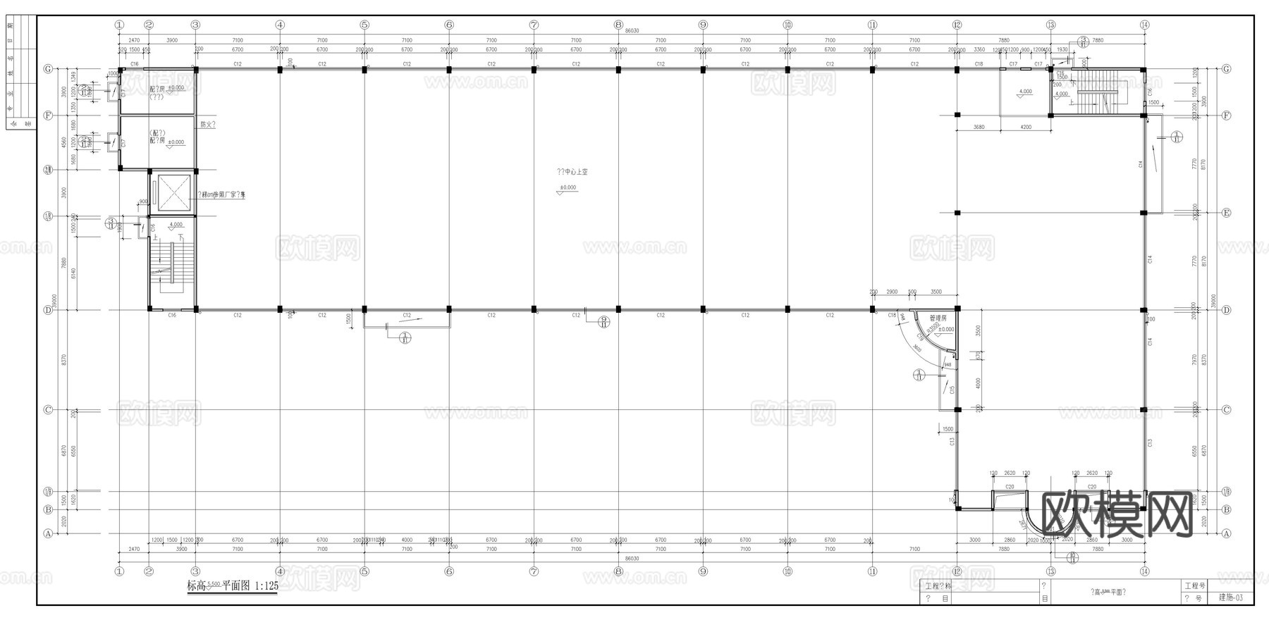 大厂房建筑施工图cad施工图