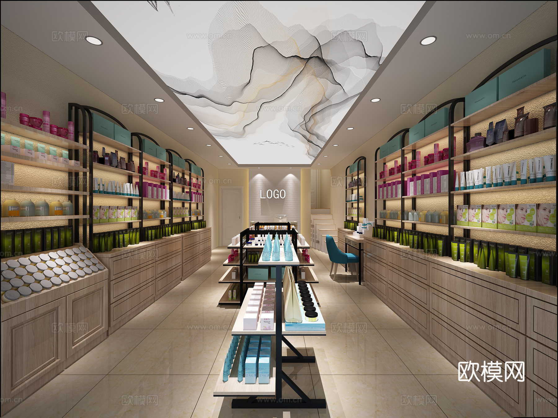 新中式化妆品门店 化妆品3d模型