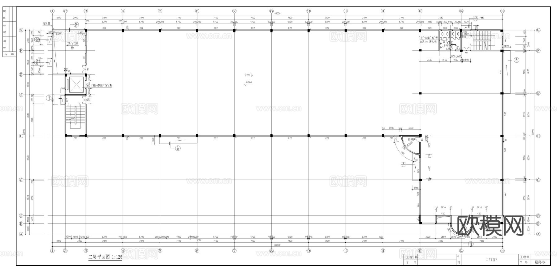 大厂房建筑施工图cad施工图
