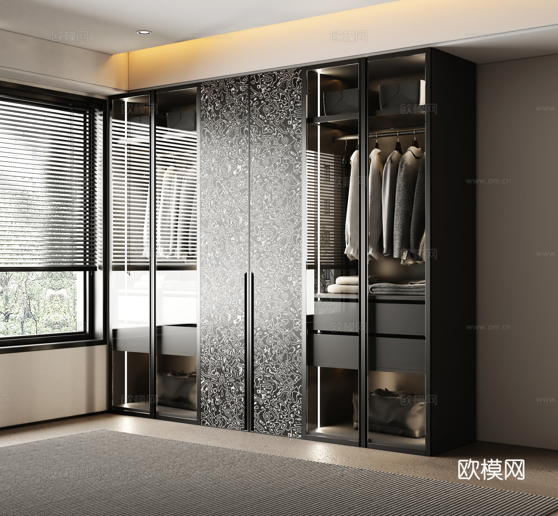 意式极简衣柜 现代衣柜 成品衣柜3d模型