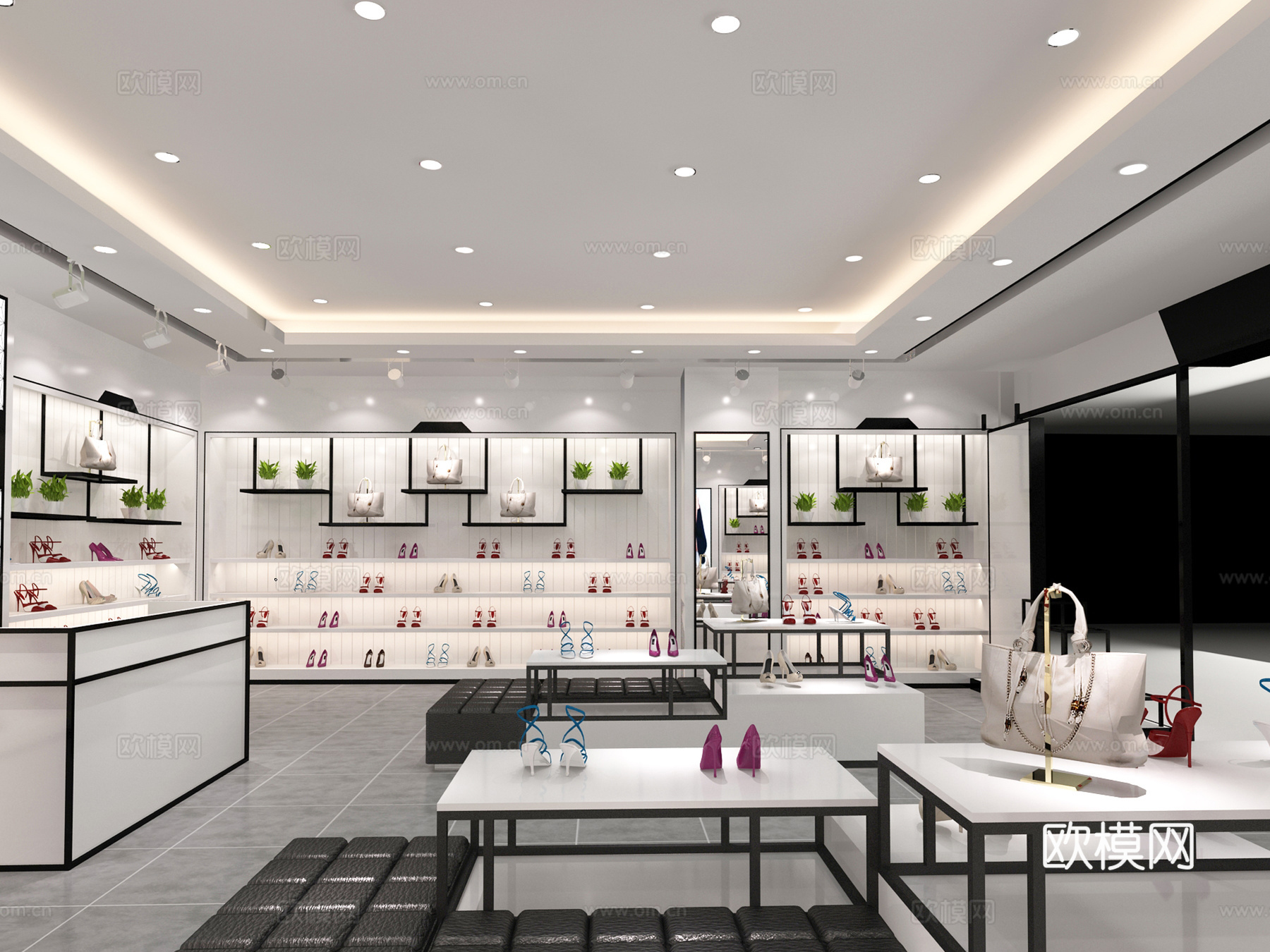 现代鞋店 女鞋店3d模型