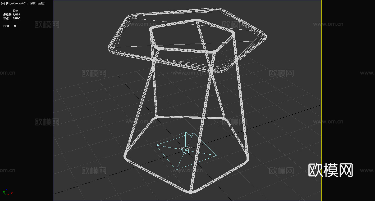 边桌 角几 简约桌 金属支架桌 大理石桌面3d模型