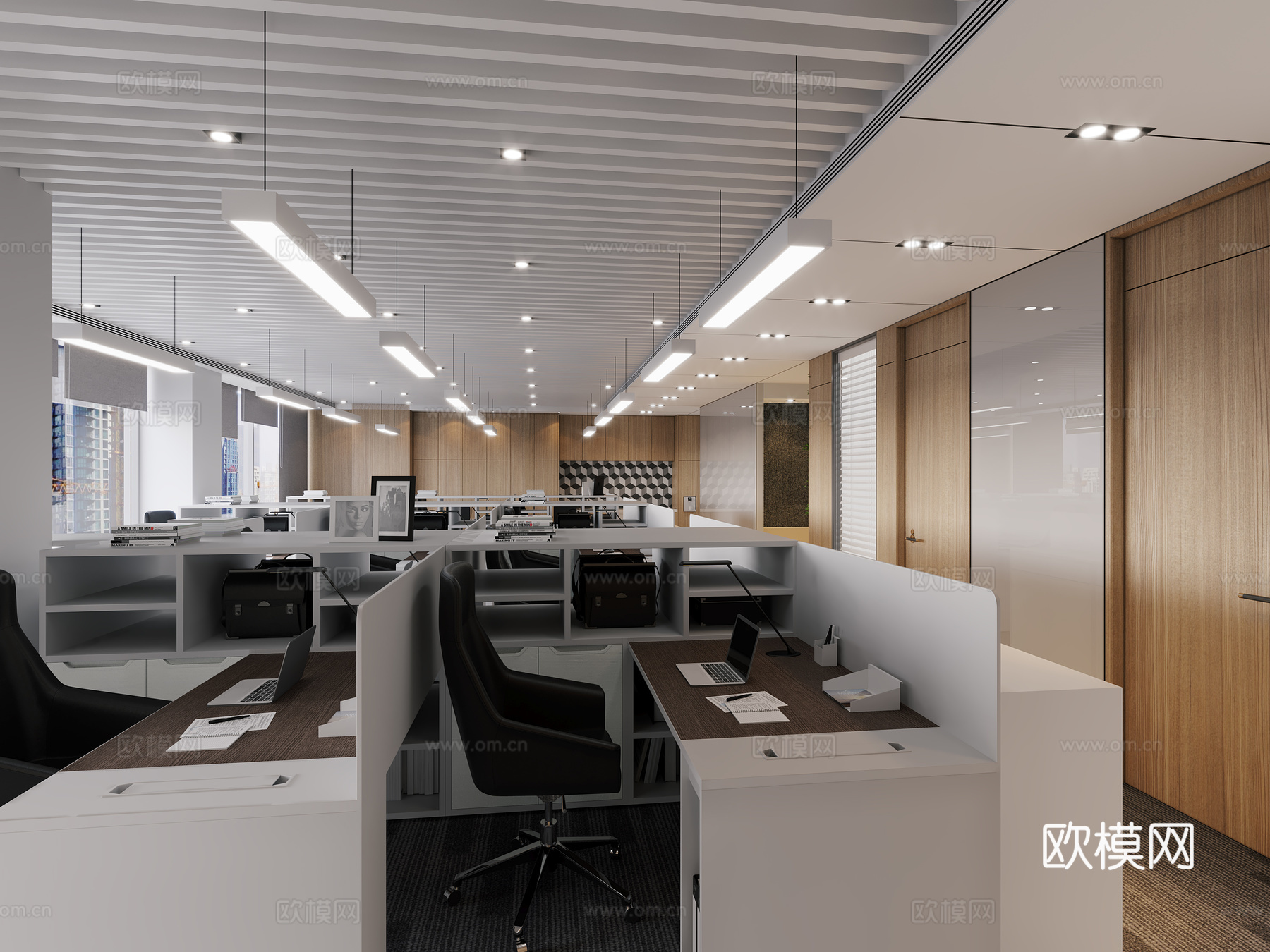现代办公室办公区3d模型