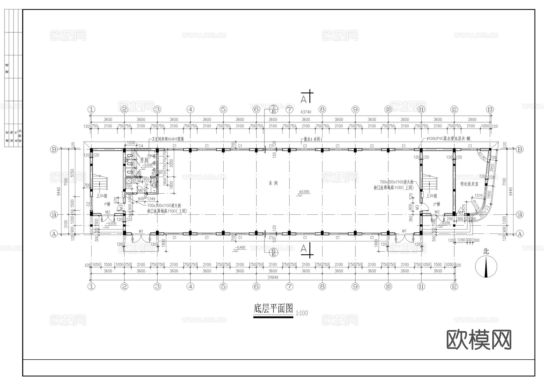 某大型厂房建筑图cad施工图