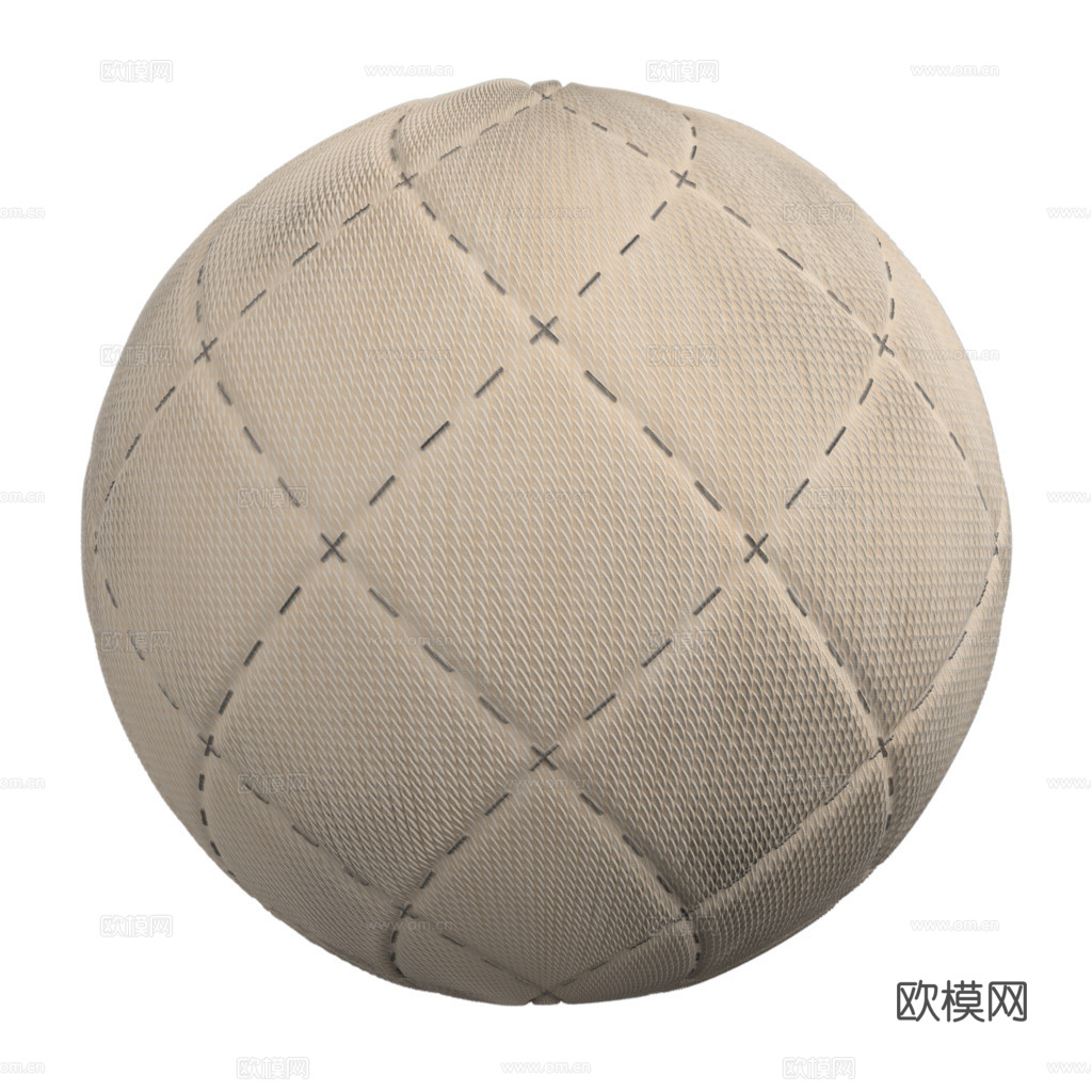 无缝米黄色线条花纹软包PBR贴图 2k