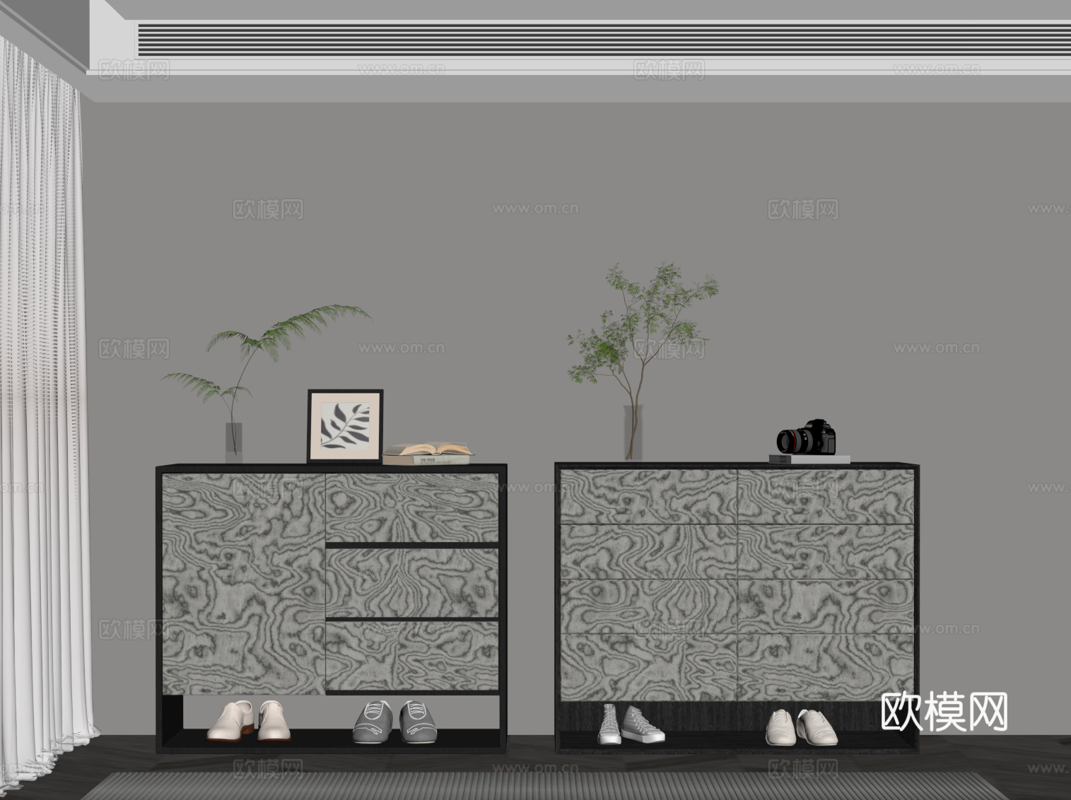 现代意式鞋柜 玄关柜su模型
