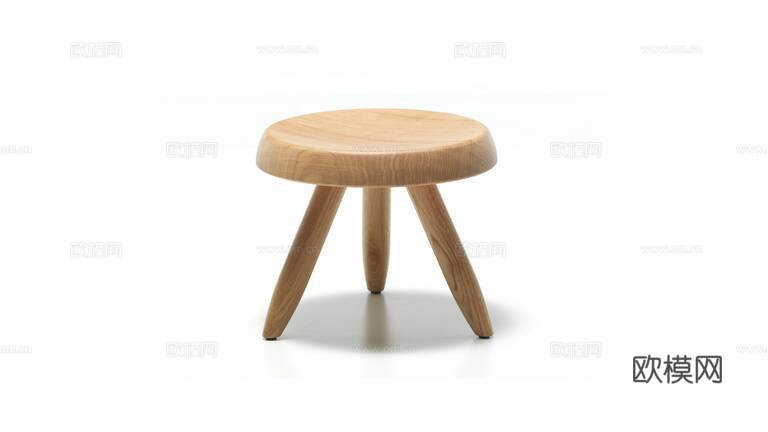 Cassina 木凳 矮凳3d模型下载（渲染图1）