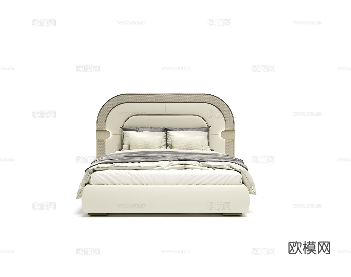 CAPITAL 轻奢双人床3d模型下载（渲染图2）