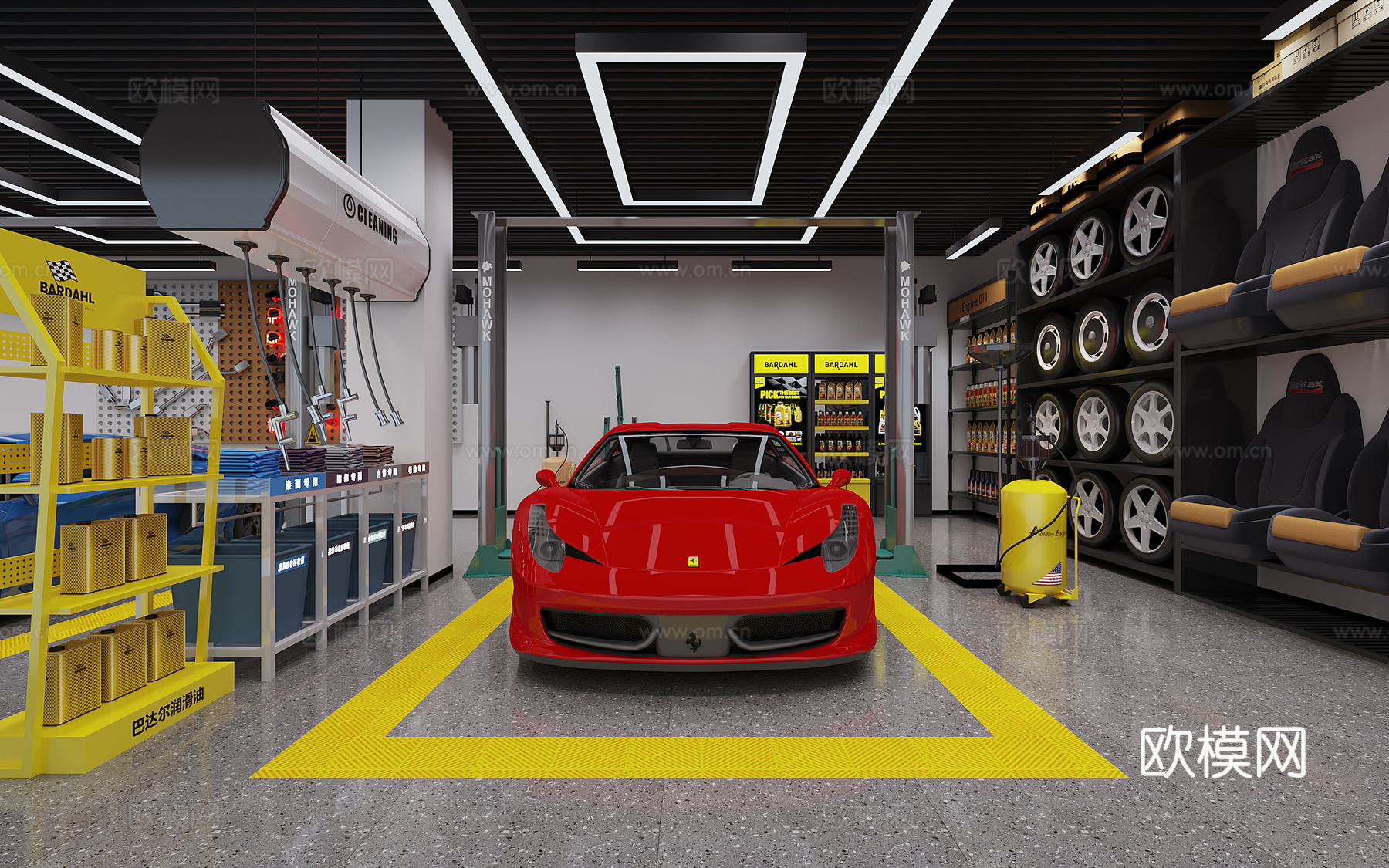 现代汽车维修保养店3d模型下载（渲染图1）