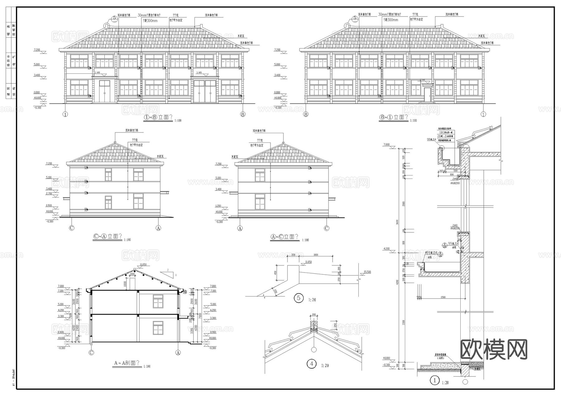 小厂房建筑施工图cad施工图