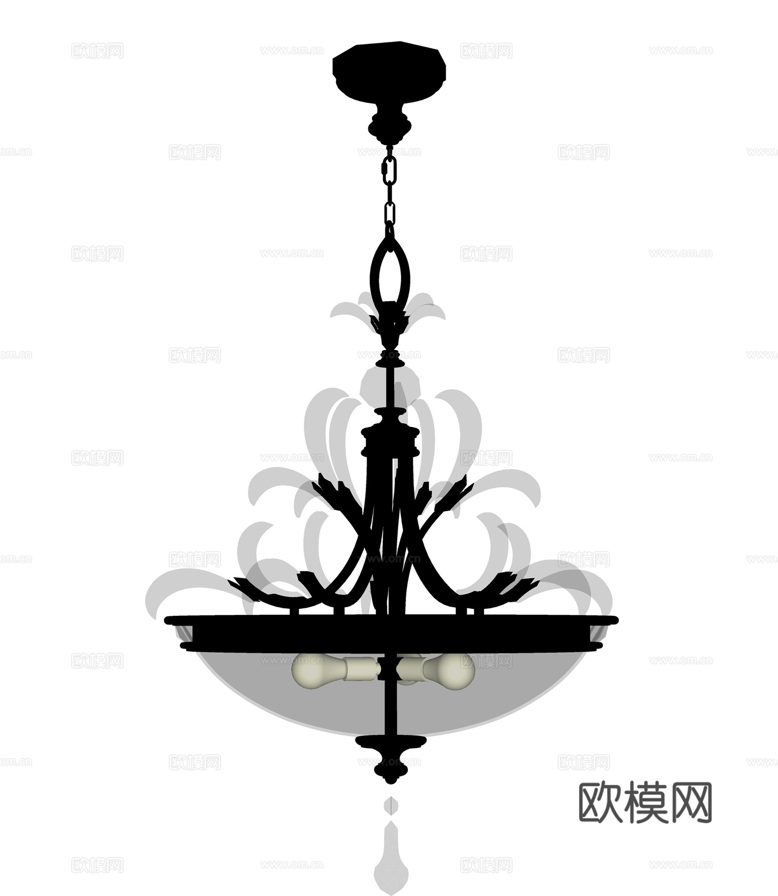 欧式吊灯  金属水晶吊灯  花形创意吊灯su模型