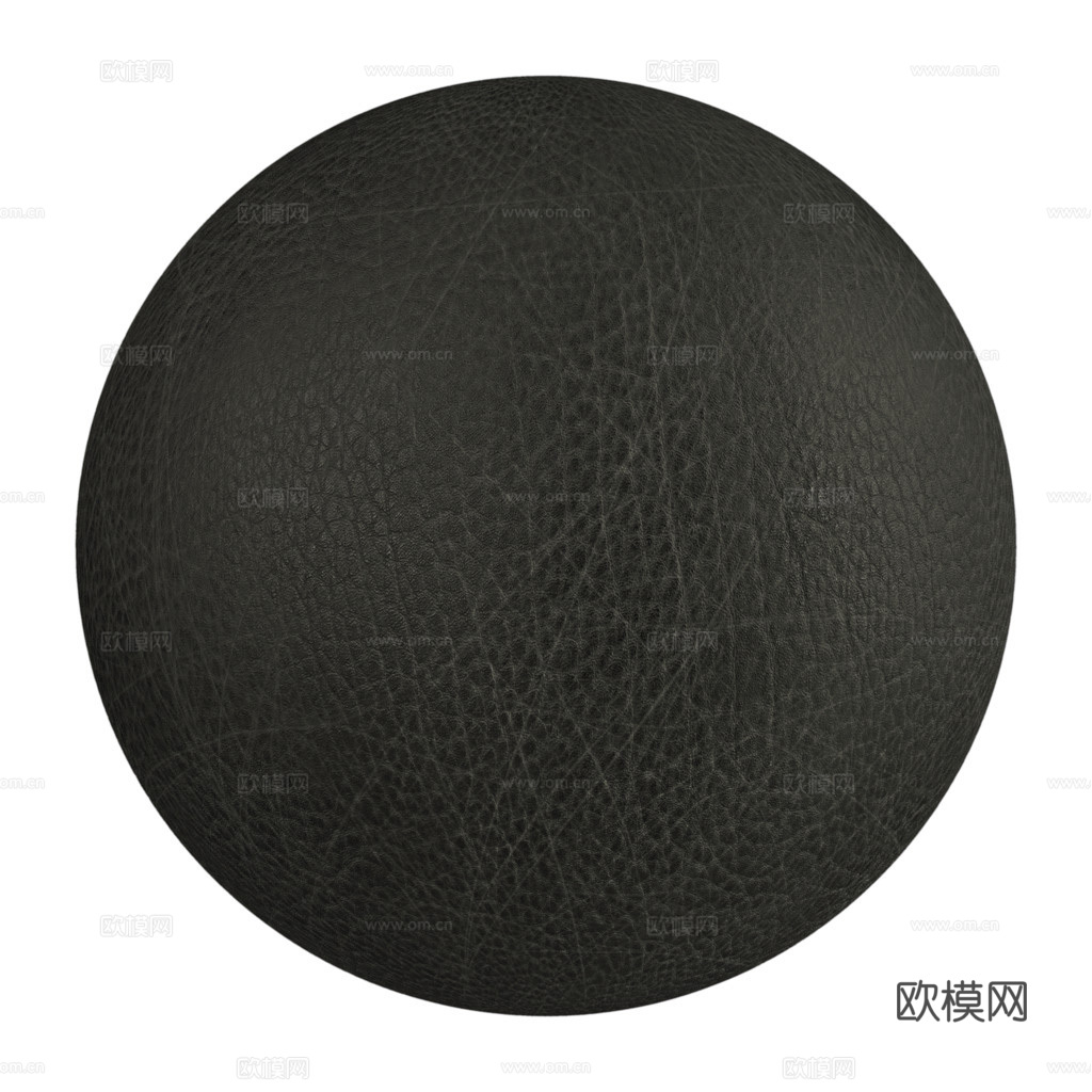 无缝黑色粗纹皮革PBR贴图 1k