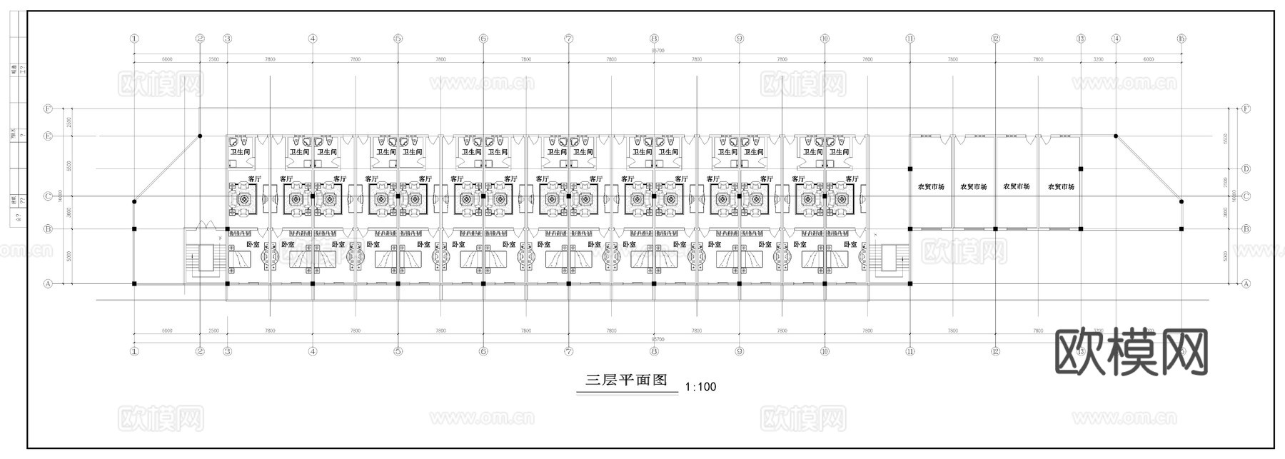 农贸市场平面图cad施工图
