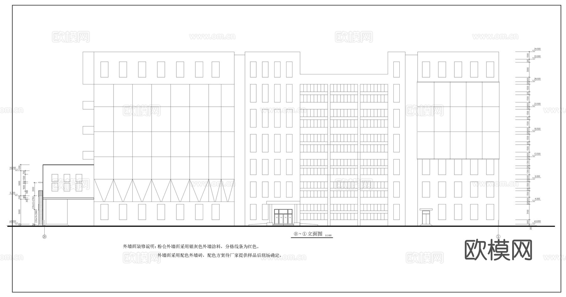 某面粉厂制车间建筑图cad施工图cad施工图