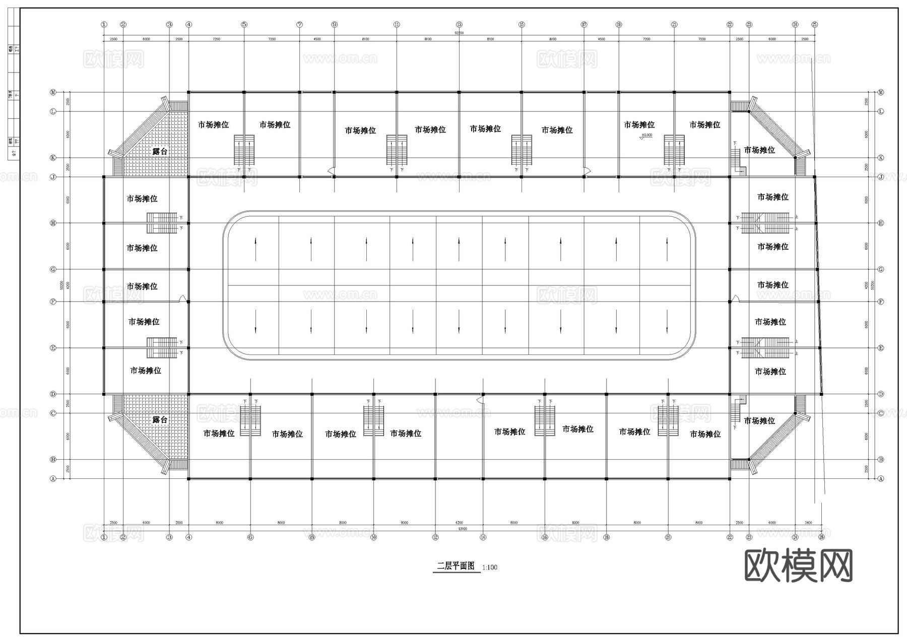 农贸市场平面图cad施工图