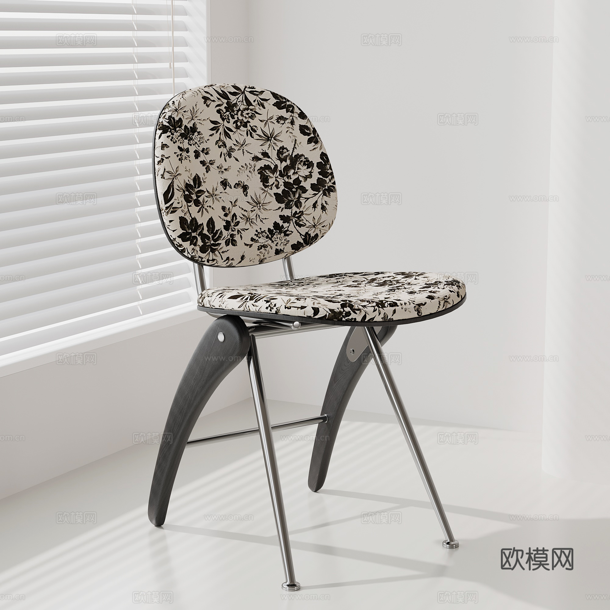 现代中古餐椅 休闲椅su模型